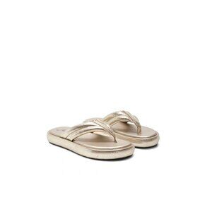 Free People Wonderland Gold Metallic Leather Platform Flip Flop Sandals